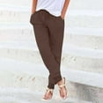 thumbnail image 4 of Brown Cargo Pants Womens Elastic Waist Pants Casual Trousers with Pockets Woman Pants Clearance, 4 of 6