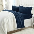thumbnail image 2 of Great Bay Home Solid Velvet Plush Warm and Cozy Fleece Sheet Set  (California King, Denim Blue), 2 of 6