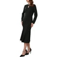 thumbnail image 4 of INSPIRE CHIC Women's Evening Fishtail Dress Long Sleeve Sequin Trim Bodycon Formal Cocktail Midi Dresses S Black, 4 of 6