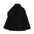 thumbnail image 3 of Wutalume Women Fashionable Casual Detachable Scarf Woolen Coat Jacket, Versatile and Elegant Outerwear for Winter Warmth and Stylish Looks,Black M, 3 of 4