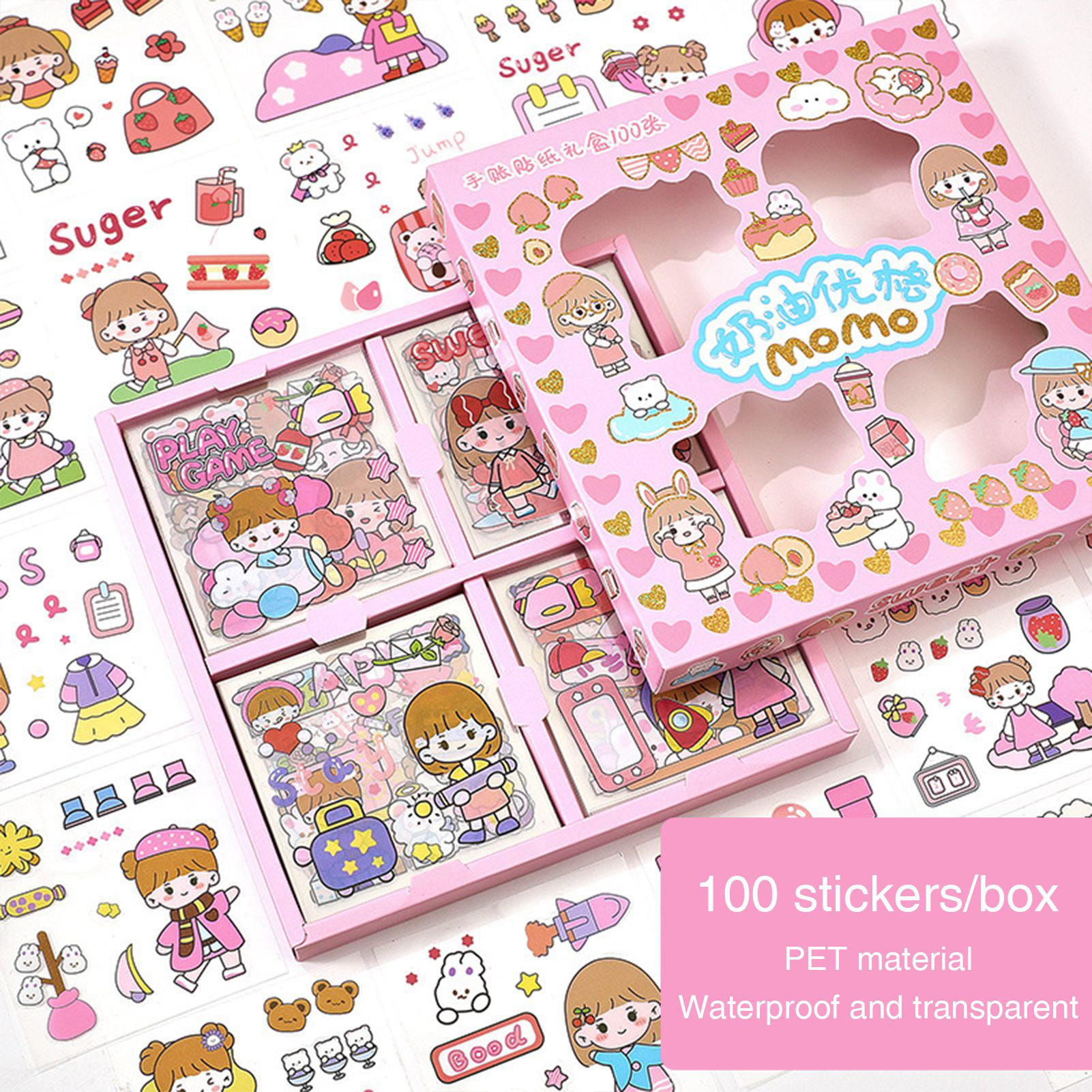 100 Sheets Cute Kawaii Stickers Honey Pretty Stickers - Waterproof PET  Stationary Decorative Stickers for Card Making Craft Notebooks Album  Crafter