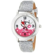 Paris L 'Amour Girls'Stainless Steel Glitz Watch, Silver Glitter Leather Strap