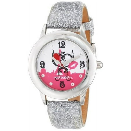 Paris L 'Amour Girls'Stainless Steel Glitz Watch, Silver Glitter Leather Strap