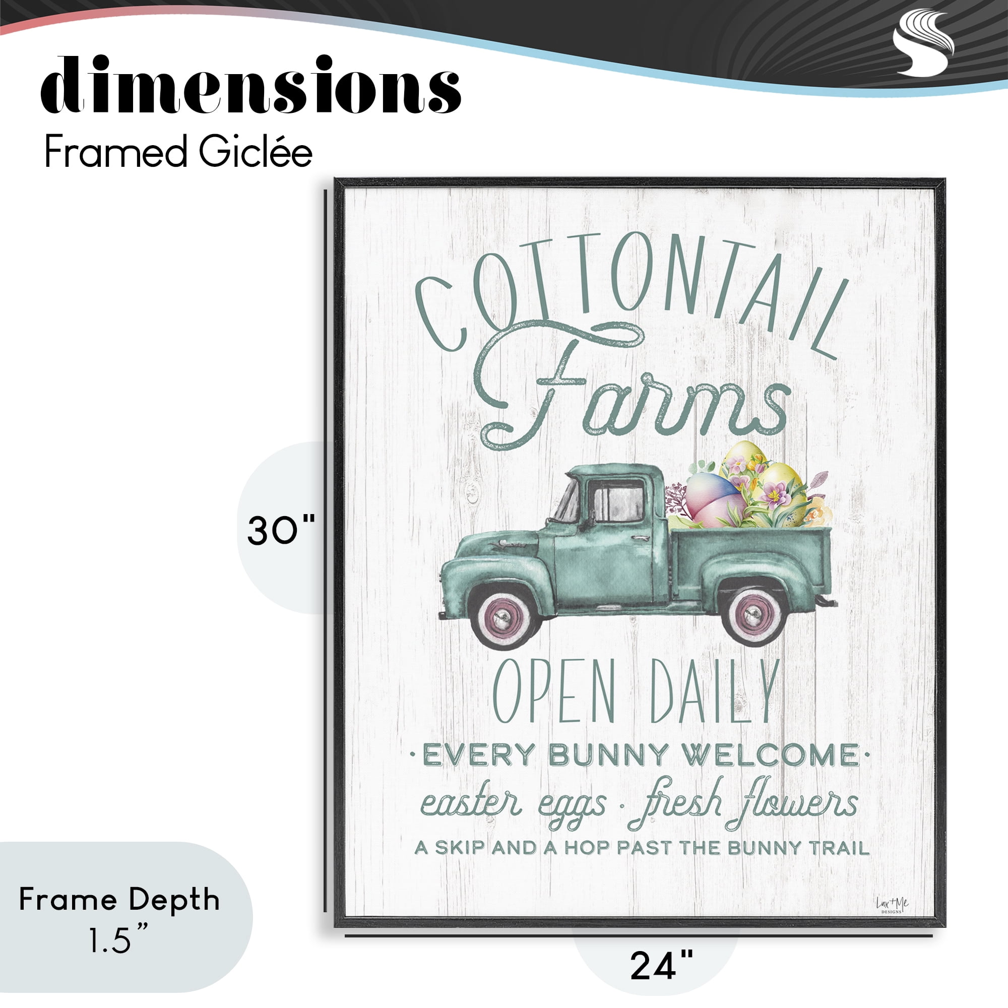 Stupell Industries Antique Cottontail Farms Black Framed Giclee Art, design by Lux + Me Designs