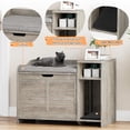 thumbnail image 2 of Cat Litter Box Cabinet, Multi-Functional Wood Litter Box with Top Opening & Cushion, Hidden Washroom Storage Cabinet for Bedroom, Hallway, 2 of 6