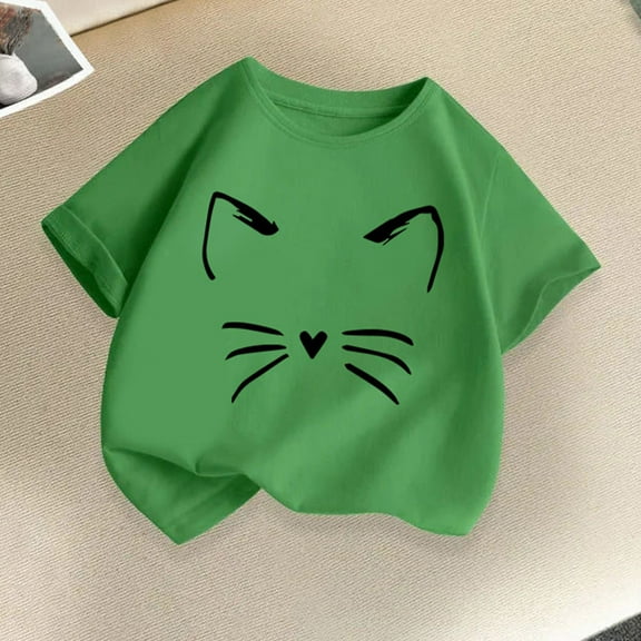 Piuwrlz T-Shirts Tops for Kids Girls Short Sweatshirt Sleeve Green Size 100