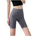 thumbnail image 2 of Pantalones cortos de yoga de color liso para mujer, ropa interior moldeadora de cintura alta, realce de cadera, compresión abdominal, moldeador corporal, de poliéster., 2 of 4
