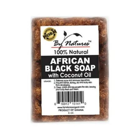 By Natures African Black Soap W/Coconut Oil 6.5 oz