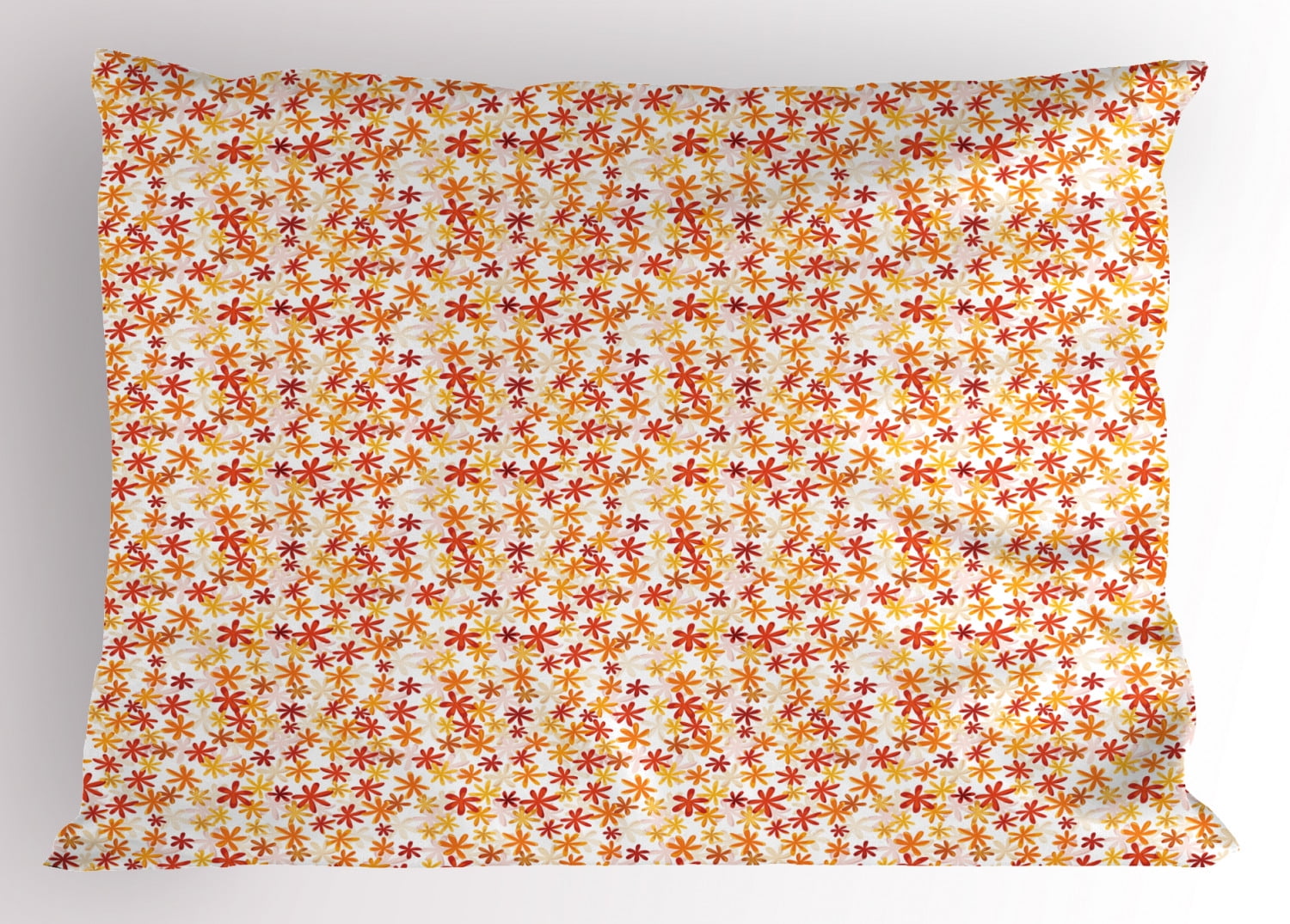 Autumn Pillow Sham Little Blossoms in the Warm Colors of Fall Season