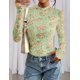 thumbnail image 4 of Camisa de Mujer PRETTYGARDEN Manga Larga de Malla Floral Verde Talla L, 4 of 8