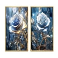 thumbnail image 2 of Designart "Morning Light Gilded Blue Rose I" Rose Framed Wall Art Set Of 2 - Traditional Blue Framed Canvas Set For Living Room Decor, 2 of 6