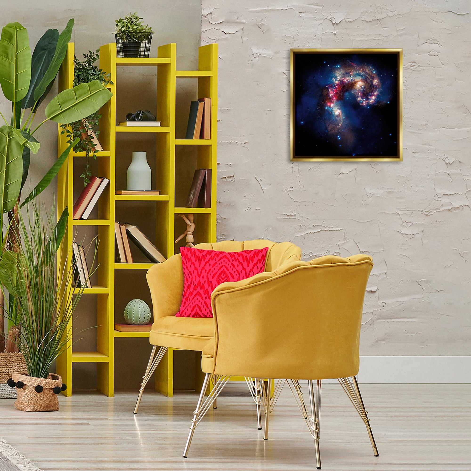 Stupell Industries Vivid Nebula Galaxy Astrology & Stars Photography Gold Floater Framed Canvas Art Print Wall Art, 18 x 18