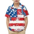 thumbnail image 2 of MKOSPLRT Stars Stripes Kids Shirts Short Sleeve American Flag Shirts Casual Button Down Shirts Trendy Independence Day Party Shirts, 2 of 9