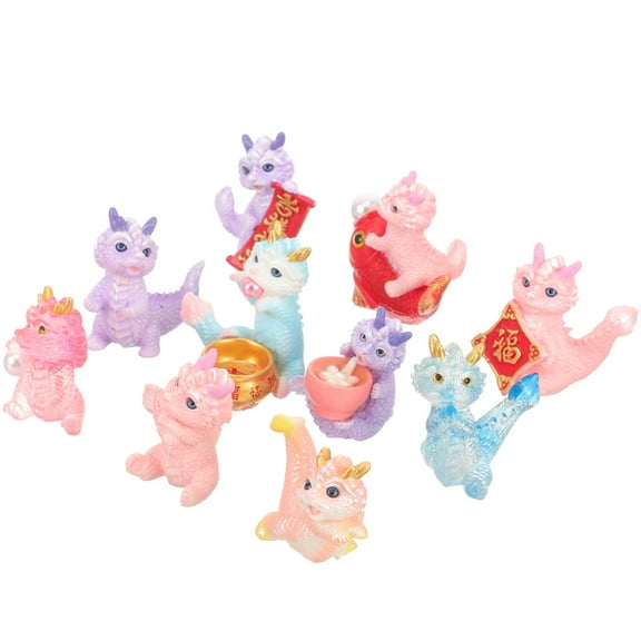 KAJNBN 10Pcs Mini Dragon Statue Decoration Resin Assorted .5x4x3In For Party Favor present