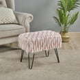 thumbnail image 4 of Home Soft Things Feathery Faux Fur Stool Chair Upholstered Footrest Ottoman with Black Metal Legs and Padded Seat, Pink, 19" x 13" x 17", 4 of 8