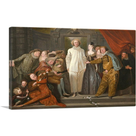 ARTCANVAS The Italian Comedians 1721 Canvas Art Print by Jean-Antoine Watteau - Size: 40" x 26" (1.50" Deep)