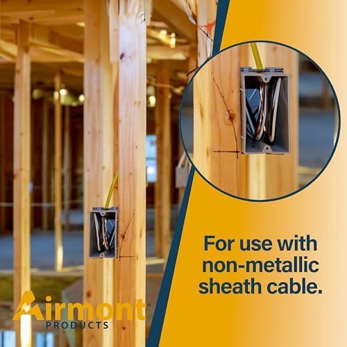 16 Pack 22 Cubic Inch Plastic Electrical Box, Grey Deep Outlet Box, One Gang New Work Junction Box, Captive Nails, Length 3.75'', Width 2.25'', Depth 2.9'', PVC Outlet Box, 22.5 Cu. in. Capacity