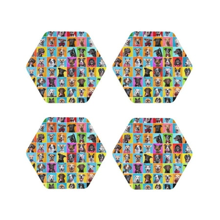 

Tideii Cute Dogs Collage for Leather Coasters 4 Pieces Anti-fouling and Anti-scalding Decorative Coasters Suitable for Restaurants Kitchens Coffee Shops-Hexagon