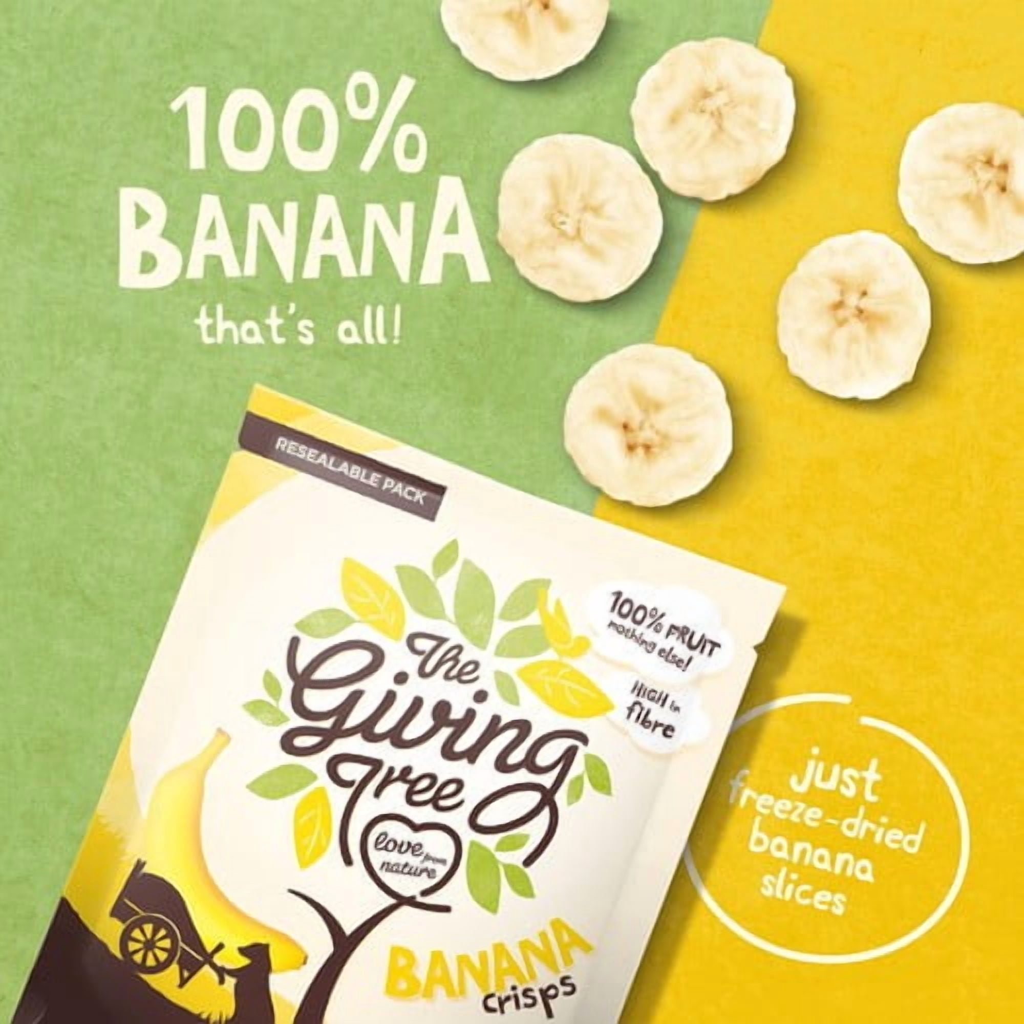 Giving Tree Freeze Dried Banana Crisps 18g, British Import (Pack of 2)