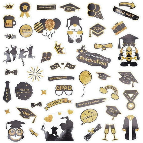 184pcs Graduation Theme Stickers Self-Adhesive Envelope Sealing Label Decorative Stickers Set for DIY Scrapbooking Arts Crafts Graduation Party Tableware Decals Packing Decoration
