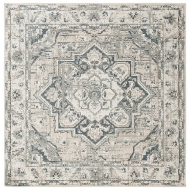 SAFAVIEH Pyramid Jefferson Oriental Area Rug, Ivory/Grey, 5'3" x 5'3" Square