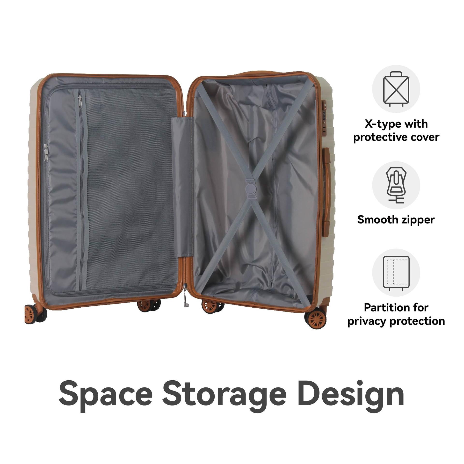 3-Piece Hardside Spinner Luggage Set with TSA Lock, Durable PP Nested Suitcase (20/24/28in)