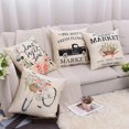 thumbnail image 4 of Set of 4 Decorative Spring Floret Throw Pillow Covers - Bicycle Car Flower Linen 18 x 18 Inches Pillow Cushion Case for Sofa Couch Bed Home Outdoor (18" x 18", Spring/Vintage), 4 of 6
