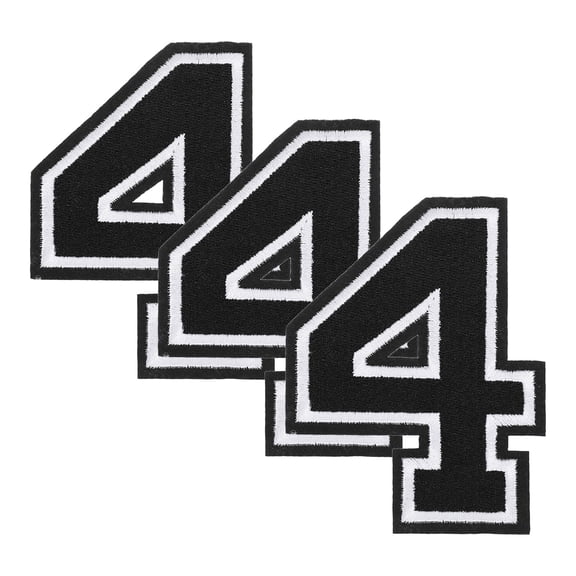 Uxcell 3 Pcs Iron on Number Patches, 3 Inch Embroidered Patches(Number 4, Black)