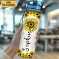 thumbnail image 2 of Personalized Sunflowers 32oz 1Liter Motivational Water Bottle, Customized Name Tracking Sunflower Water Bottle With Time Marker, Gifts For Women Sunflowers Lovers On Birthday, 2 of 5