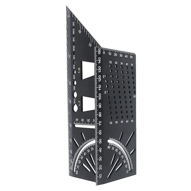 Disposición de la silla de montar, calibre cuadrado, aleación de aluminio, regla escuadra de ángulo de inglete para carpintería, escuadra de carpintero (1 unidad, negro)