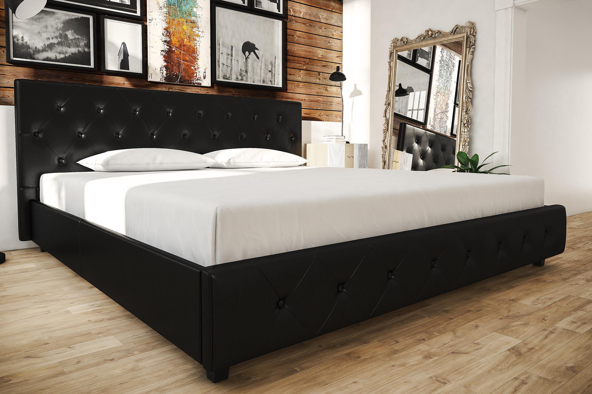 River Street Designs Dakota Upholstered, Faux Suede King Size Bed Frame