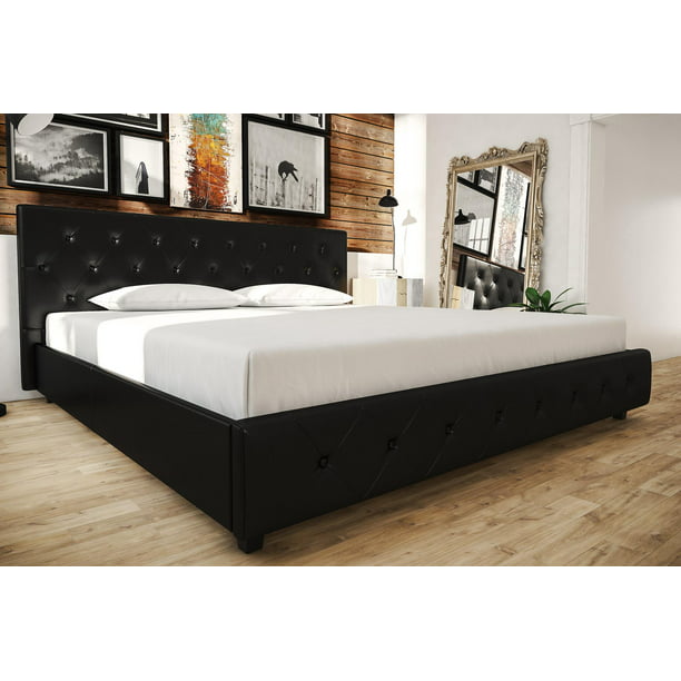 DHP Dakota Upholstered Platform Bed, King Size Frame, Black - Walmart