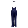 thumbnail image 5 of Women's Shiny Stand Collar Jumpsuit Straight Trousers Nightclub Wear, 5 of 5