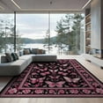 thumbnail image 2 of ODIKA 8'x10' Washable Area Rug Gothic Butterfly Moth Vintage Damask Frame Shaped Print Pink for Dining Room, Large Office, Lounge, Non-Slip Chair-Friendly Mat, 2 of 7