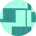 thumbnail image 1 of Ahgly Company Indoor Round Solid Turquoise Blue Modern Area Rugs, 4' Round, 1 of 4