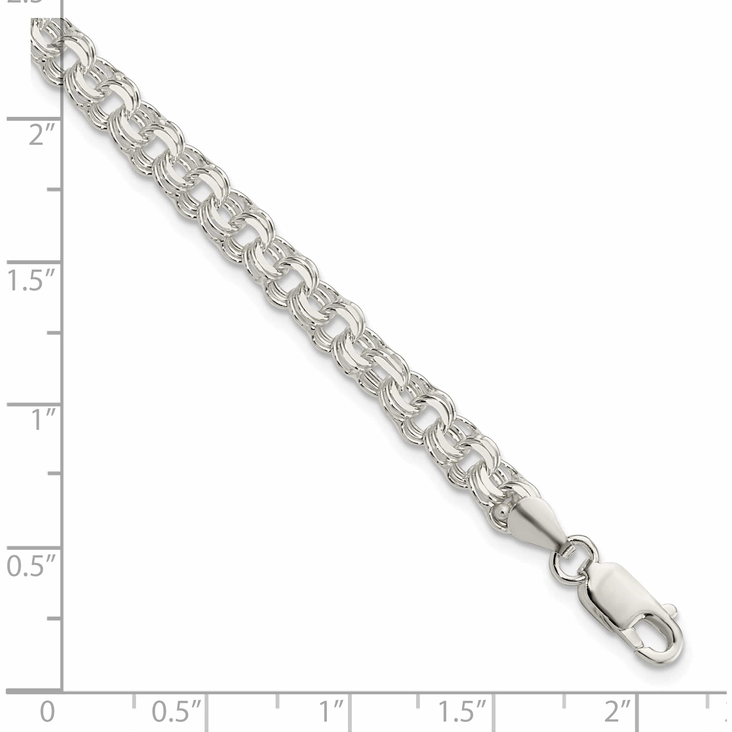 Sterling Silver Polished 5mm Triple Link Charm Bracelet (8 X 5) Made In Italy -Jewelry By Sweet Pea