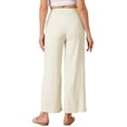 thumbnail image 3 of INSPIRE CHIC Women's Linen Palazzo Pants Casual High Waist Straight Wide Leg Lounge Pants Button Trousers L Beige, 3 of 6