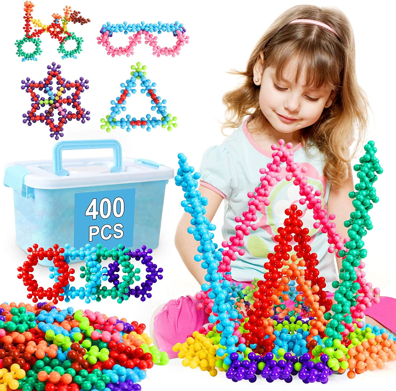 300 pcs Snowflakes sets Connect Interlocking Disc Toy for Kids Puzzle Flakes