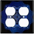 thumbnail image 3 of Metal Light Switch Plate Cover Blue Black Mandala Circle Tile Pattern MDL010, 3 of 13