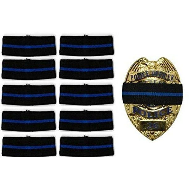 10PACK Thin Blue Line Stripe Black Police Officer Badge Shield Funeral