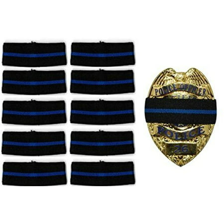 10-PACK Thin Blue Line Stripe Black Police Officer Badge Shield Funeral Honor Guard Mourning Band Strap