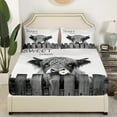 thumbnail image 2 of Erosebridal Highland Cow Fitted Sheet Twin Size Highland Cattle Bedding Set Teens Animal Bed Sheet Set Wildlife Bed Cover Room Decor Grey Bed Set（No Top Sheet）, 2 of 5