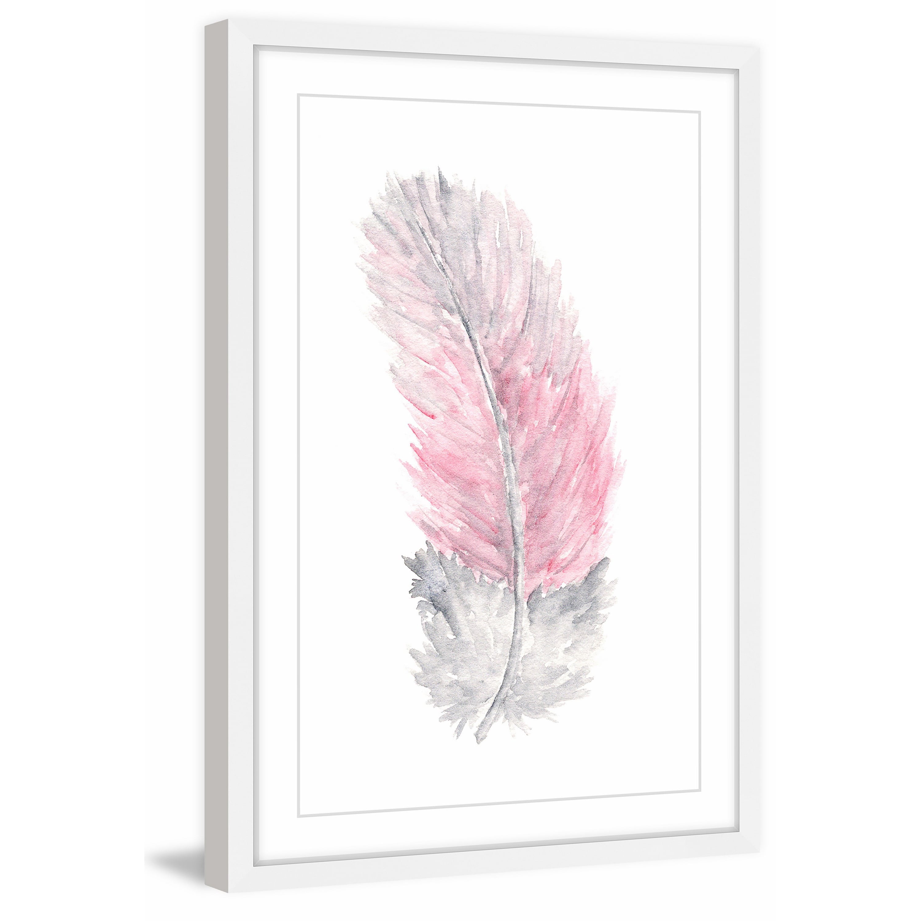 "Pink Feather" Framed Painting Print