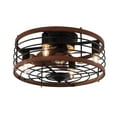 thumbnail image 5 of 18 Inch Caged Ceiling Fan with Lights Remote Control, Rustic Farmhouse Ceiling Fan with Light, Wooden Rings Framed Modern Small Bedroom Ceiling Fan (Flush Mount, Brown), 5 of 8