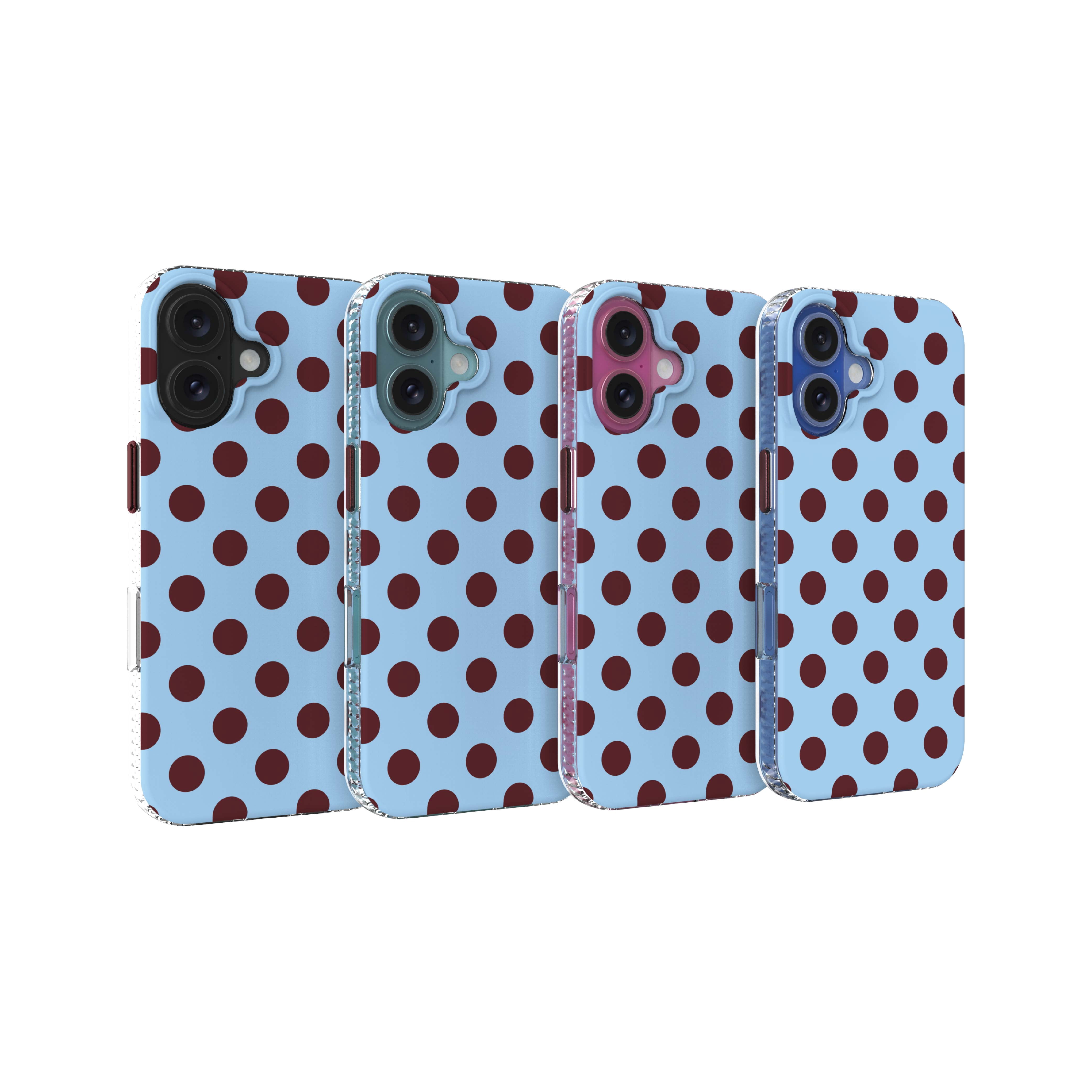 onn Phone Case for iPhone 16, MagSafe Compatible - Blue and Burgundy Polka Dot