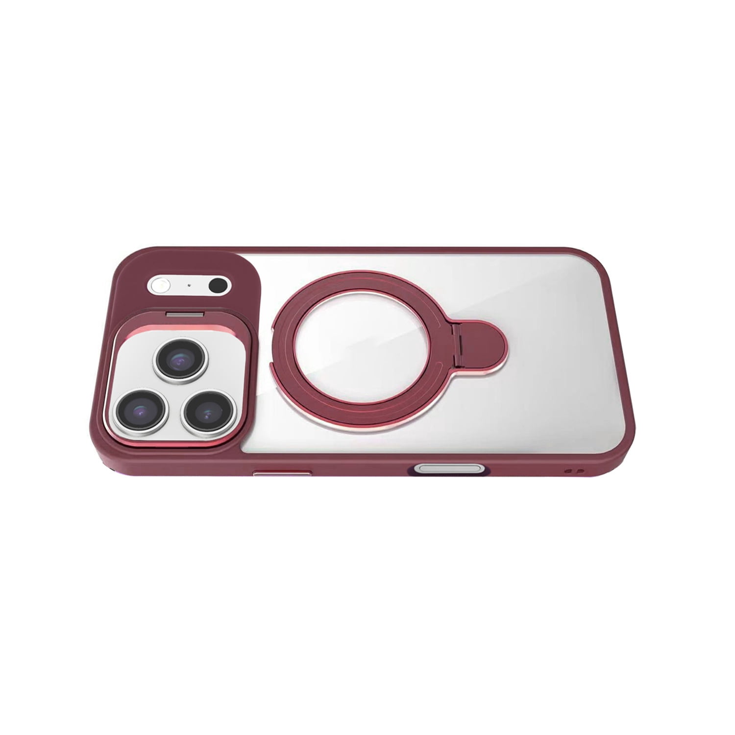 Crystal Clear Magnetic Case with Camera Lens Protector for iPhone 17 Pro Max - Red