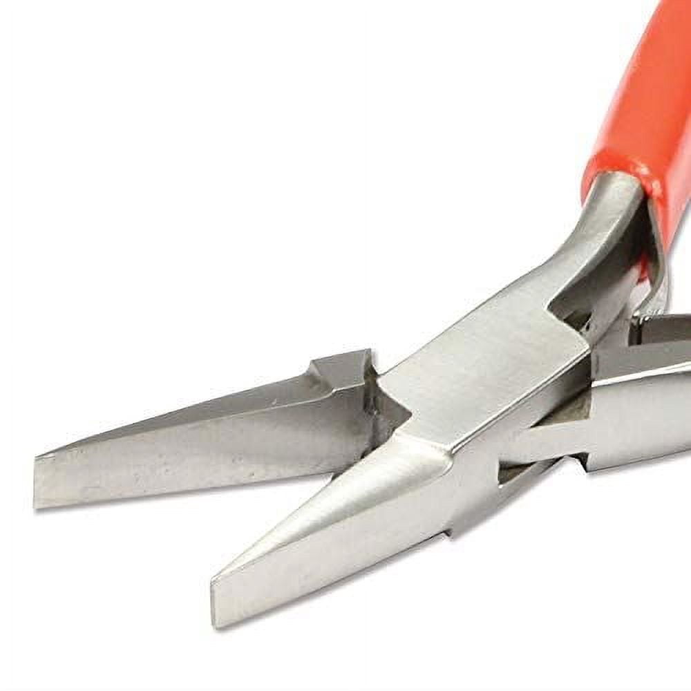 The Beadsmith Platinum Series German Flat Nose Pliers, 4.75 inches (120mm) with Polished Steel Head, red PVC Comfort Grip Handle and Double-Leaf Spring, Tool for Jewelry Making