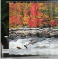 thumbnail image 4 of Ambesonne Autumn Shower Curtain, Fall Forest Driftwood, 69"Wx70"L, Red, 4 of 5