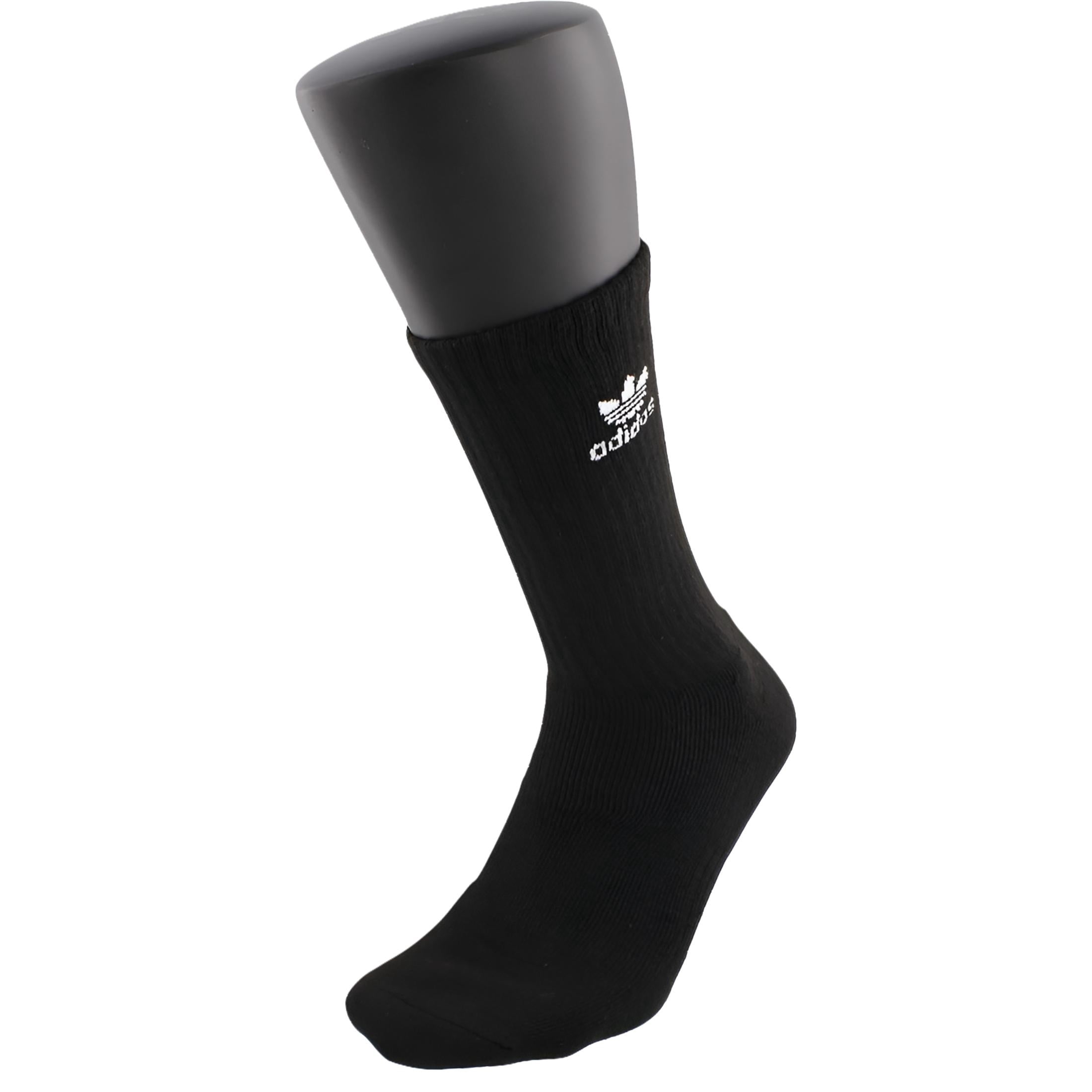 Adidas Originals Trefoil Crew Socks, 6-Pack, Black, Unisex Adult Cotton Blend Crew Length Socks