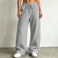 thumbnail image 2 of Cmfcve Womens Wide Leg Pants Elastic Waisted Drawstring Casual Loose Fit Sweatpants Comfy Lounge Fall Trousers with Pockets, 2 of 9